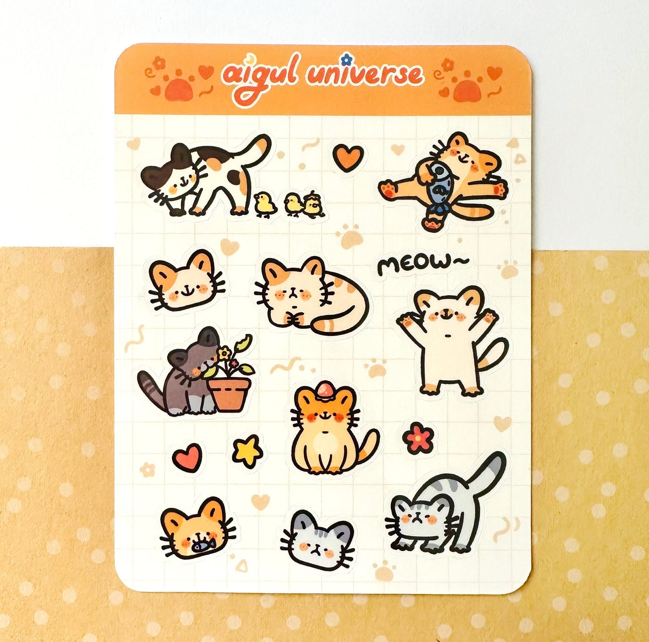 Cute Cat Sticker Sheet – Kawaii Stationery, Scrapbook Stickers - Etsy