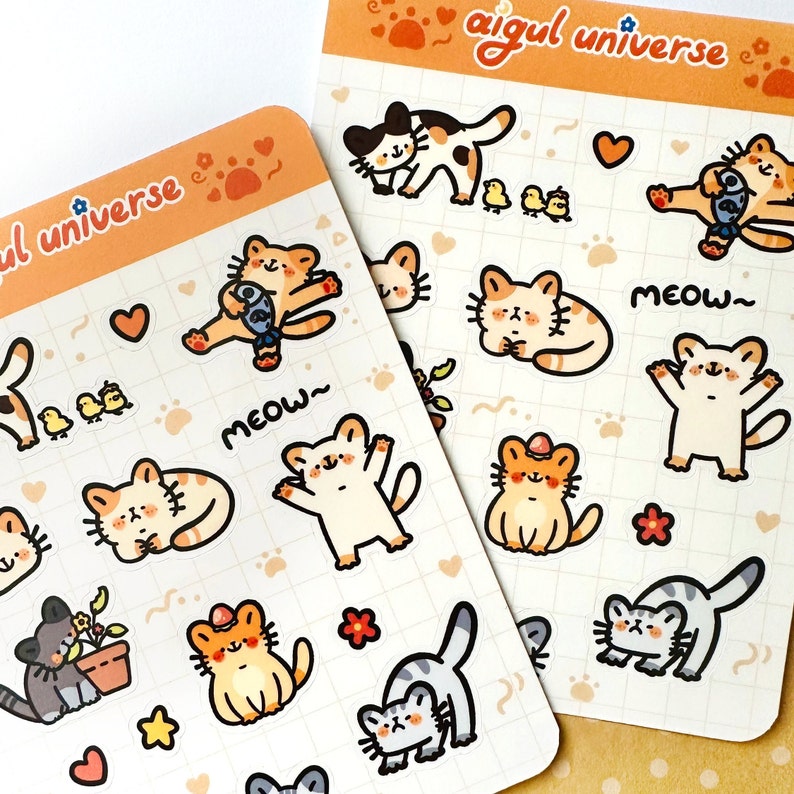 Cute Cat Sticker Sheet – Kawaii Stationery, Scrapbook Stickers - Etsy