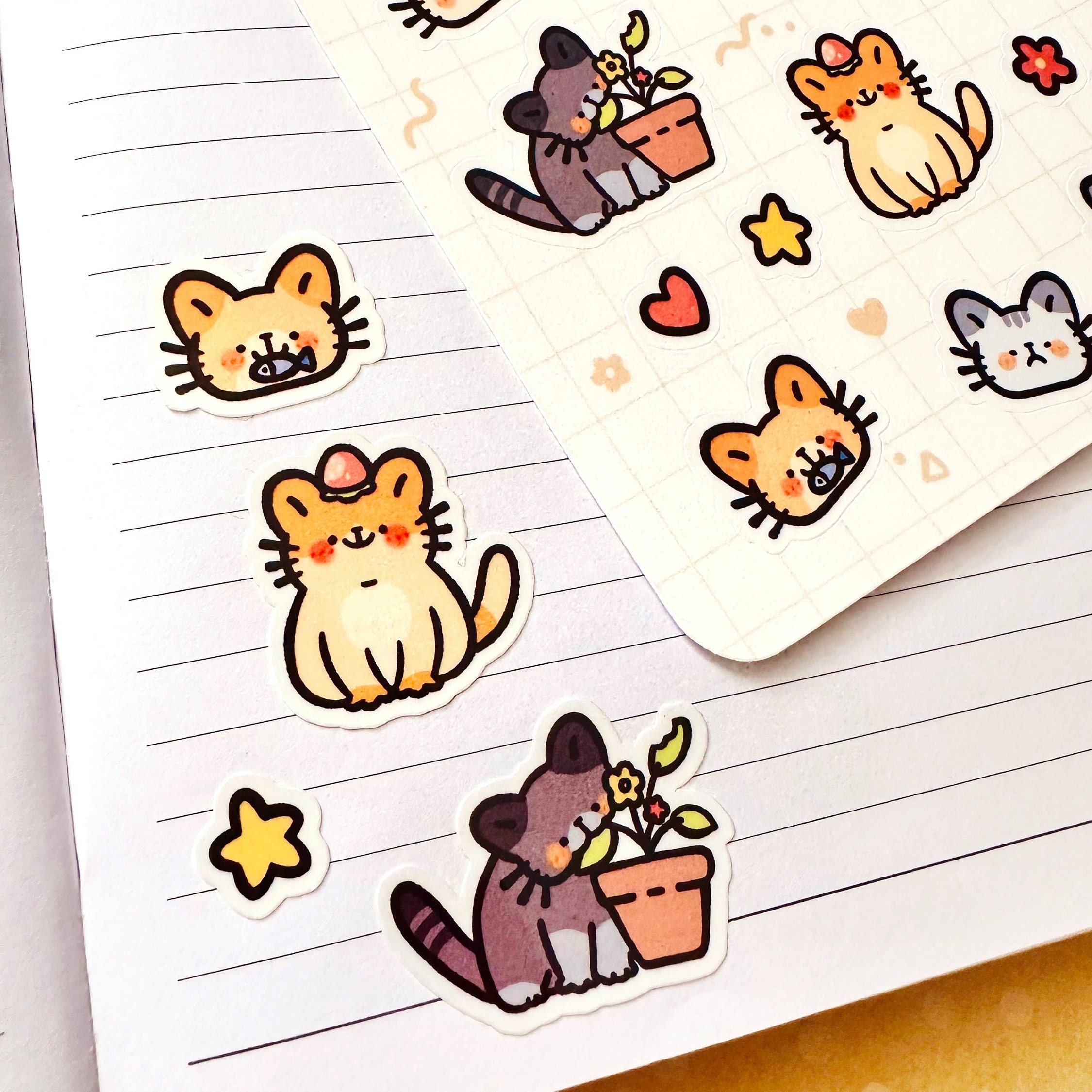 Cute Cat Sticker Sheet – Kawaii Stationery, Scrapbook Stickers - Etsy