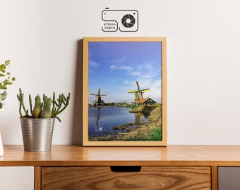 Windmills of the Netherlands Countryside - Printable Digital Photos