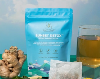 Tés intestinales - Mezcla de té desintoxicante por la noche /Desintoxicación al atardecer - Desintoxicación de 30 días para la salud intestinal / Dieta / Iniciar la pérdida de peso (15 bolsitas de té)