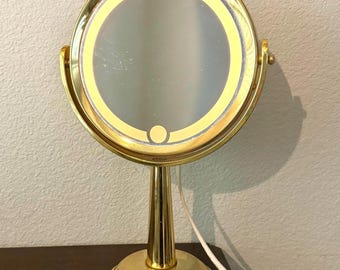 Vintage Gold Retro Lighted Vanity Makeup Mirror