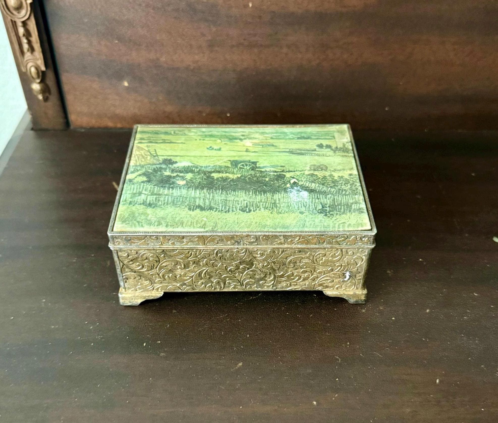 schmid bros オルゴール　胸像　ミュージックボックス　彫刻 Vintage Schmid Brothers Jewelry Box Music Box Satin Portrait