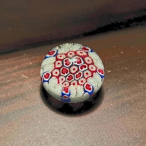 Vintage Art Glass Millefiori with Hearts Glass Paperweight