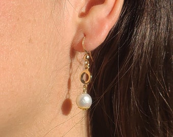 Elegant Earrings • Pearl Drop Earrings • Pearl Dangle Earrings • Bridal earrings • Christmas Gift • Handmade• Gold Plated• Luxury