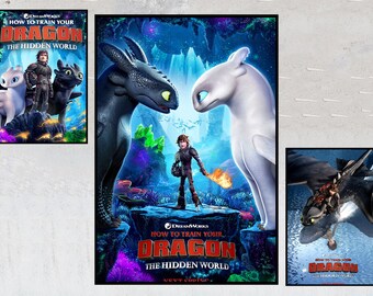 How to Train Your Dragon The Hidden World Film Posters - Collector's Memorabilia - Personalized Poster Gifts - Poster Print on Canvas
