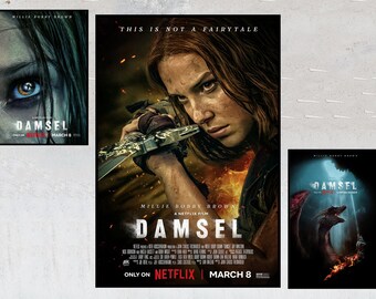 Damsel Film Posters - Collector's Memorabilia - Personalized Poster Gifts - Poster Print on Canvas