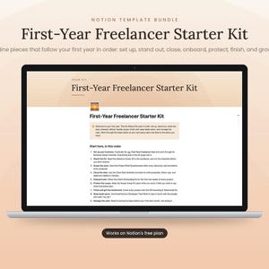 Notion Template, First-Year Freelancer Kit with Client Hub and Email