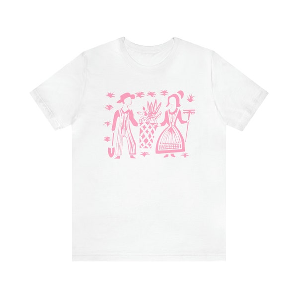 Pyrex Pink Amish Butterprint Inspired Unisex Jersey Short Sleeve Tee