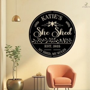 Letrero personalizado &quot;She Shed&quot;, decoración personalizada &quot;She Shed&quot;, regalo &quot;She Shed&quot; para ella, decoración de habitación de pasatiempos, escapada al patio, decoración de cobertizo de jardinería, regalo para mamá
