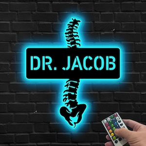 Personalized Chiropractor Metal Wall Art LED Light, Room Decor Gift For Nurse Doctor, Chiropractic Gifts,Chiropractor Metal Sign,Doctor gift