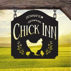 Customized Chicken Farm Metal Sign, Hen House Coop Sign, Family Name Metal Sign for Farm House, Our Little Coop Sign Metal Sign,Chicken Coop