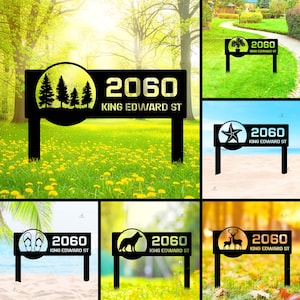 Custom Address Marker for Yard, Personalized Metal House Number Sign, Outdoor Address Lawn Stake ,  Driveway , Or Garden Decor , Farm Sign