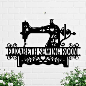 Custom Sewing Machine Metal Wall Art LED Light Personalized Tailor Shop Name Sign Home Decor Sew Quilting Sewciopath Decoration Mother Day