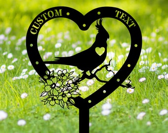 Custom Cockatiel Bird Memorial Metal Stake, Bird Loss Memorial Stake, Pet Plaque Bird Lover, Cemetery Stake, Grave Marker, Sympathy Gift