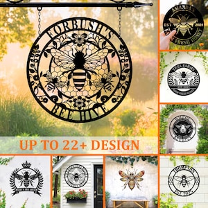 Personalisierte Bienenstock Metallschild, benutzerdefinierte Metallbienendekor, Bienenliebhabergeschenk, Honigbiene Wohnkultur, Geschenk für Gärtner, Bienenpfleger, Honigbienenakzent