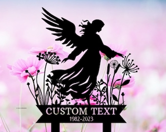 Personalized Angel Memorial Stake, Angel Grave Marker, Angel Memorial Plaque with Stake, Angel Grave Stake, In Loving Memory, Cemetery Stake