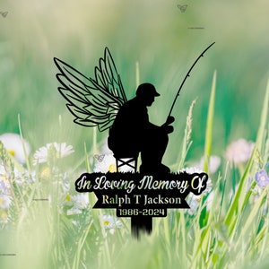Personalized Man Casting Fishing Pole Fisherman Memorial Stake, Bass fishing, Metal Stake, Sympathy Sign, Grave Marker, Remembrance Stake