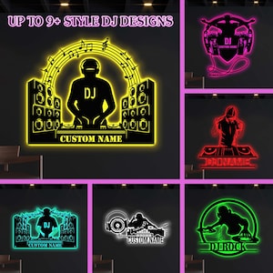 Personalized DJ Metal Sign with LED Light,Custom Music Studio Wall Art,DJ Player Metal Sign,Music Lovers Gift,Gift For Man,Music Studio Sign