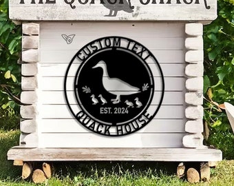 Custom Duck Quack House Metal Sign, Personalized Duck Farm Sign, Duck Gift,Lake Farmhouse Decor,Duck Hutch Coop Sign,Quack Shack Cabin Decor