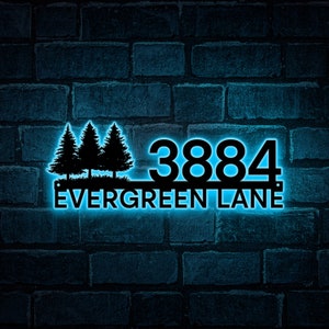 LED Address Metal Art Sign, LED Plug In Light up address plaque Sign, Metal House Numbers, Metal House Number Address Sign,Address Gift Sign