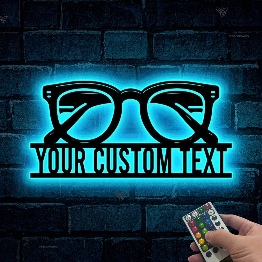 Led Optometry Sign Personalized Eyeglasses led Sign, Custom Name LED Glasses Sign, Office ...