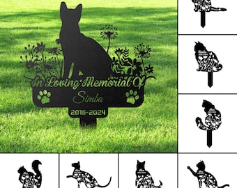 Custom Cat Memorial Breed Stake, Cat Metal Stake, Pet Memorial Gift, Cat Grave Marker, Cat Memorial Plaque, Pet Loss Gift, Remembrance Stake