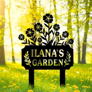 Personalized Flower Garden Stake,Custom Name Outdoor Garden Sign,Metal Flower Bed Decor,Garden Decor,Flower Garden Stake,Yard Sign,Home Gift
