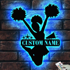 Custom Cheerleading Sign, Metal Wall With LED Light, Cheerleading Gift, House Decor, Housewarming Gift, Wall Hanger, Gift For Her