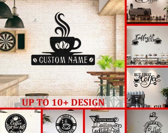 Personalized Coffee & Cocktails Bar Sign, Custom Coffee Bar Decor,Kitchen Decor,Home Pub Sign,Coffee Shop Sign,Coffee Lover Gift,Coffee Sign