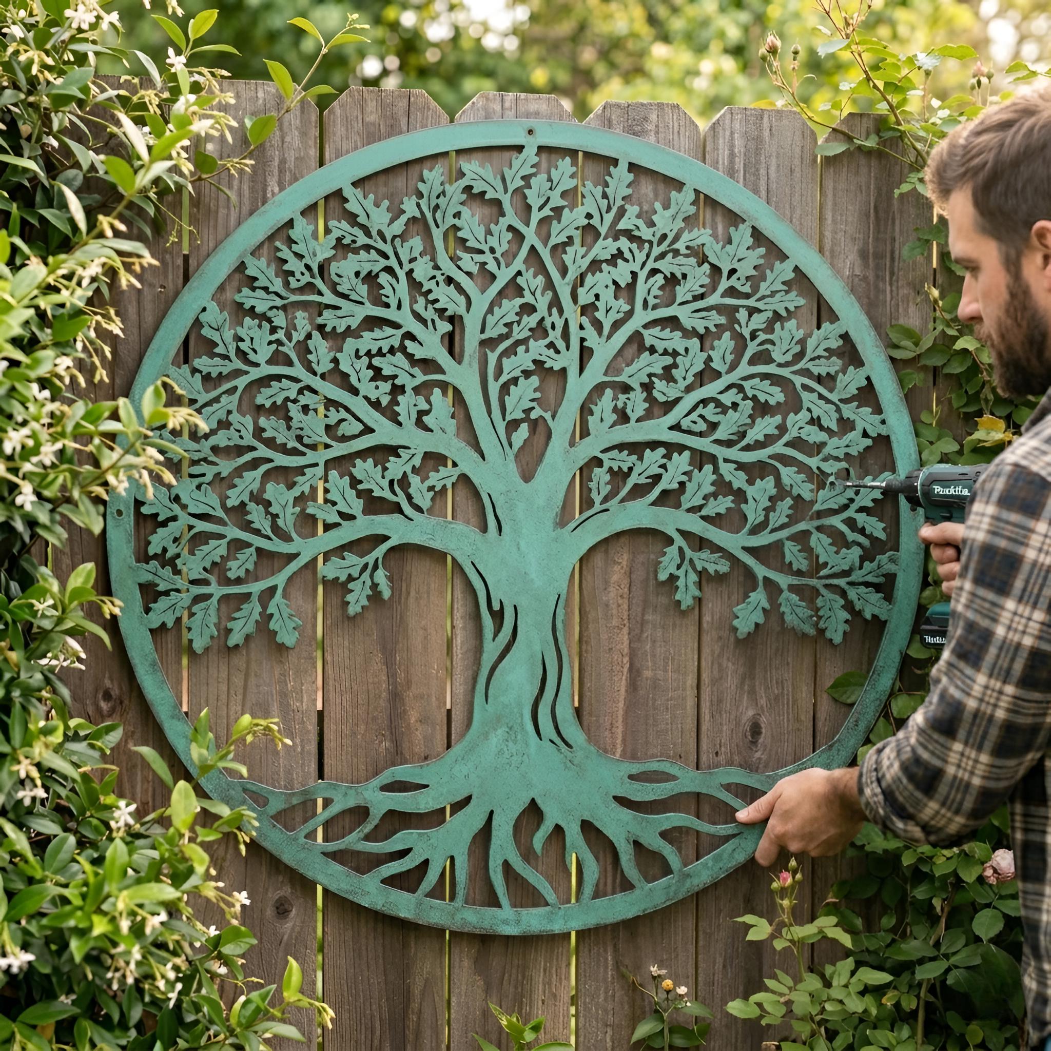 ジブラ アート インテリアグッズ Tree of Life Metal Wall Art, Large Outdoor Garden Decor, Spiritual