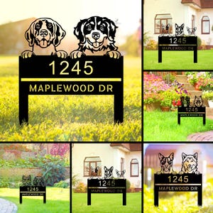 Personalized Dog House Number Sign, Custom Pet Address Plaque,  Hanging Address Plaque,Outdoor Garden Decor,Dog Lover&#39;s Gifts,Dog House Sign