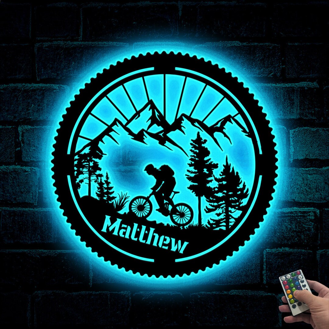 Personalized Mountain Bike Metal Sign LED, Bike Rider Gift,mountain ...