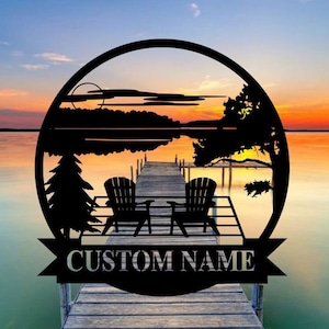 Cartello in metallo personalizzato Lake House, cartello Forest Lake, cartello personalizzato Lake House Name, cartello in metallo per campeggio, decorazioni Lake House, decorazioni per veranda