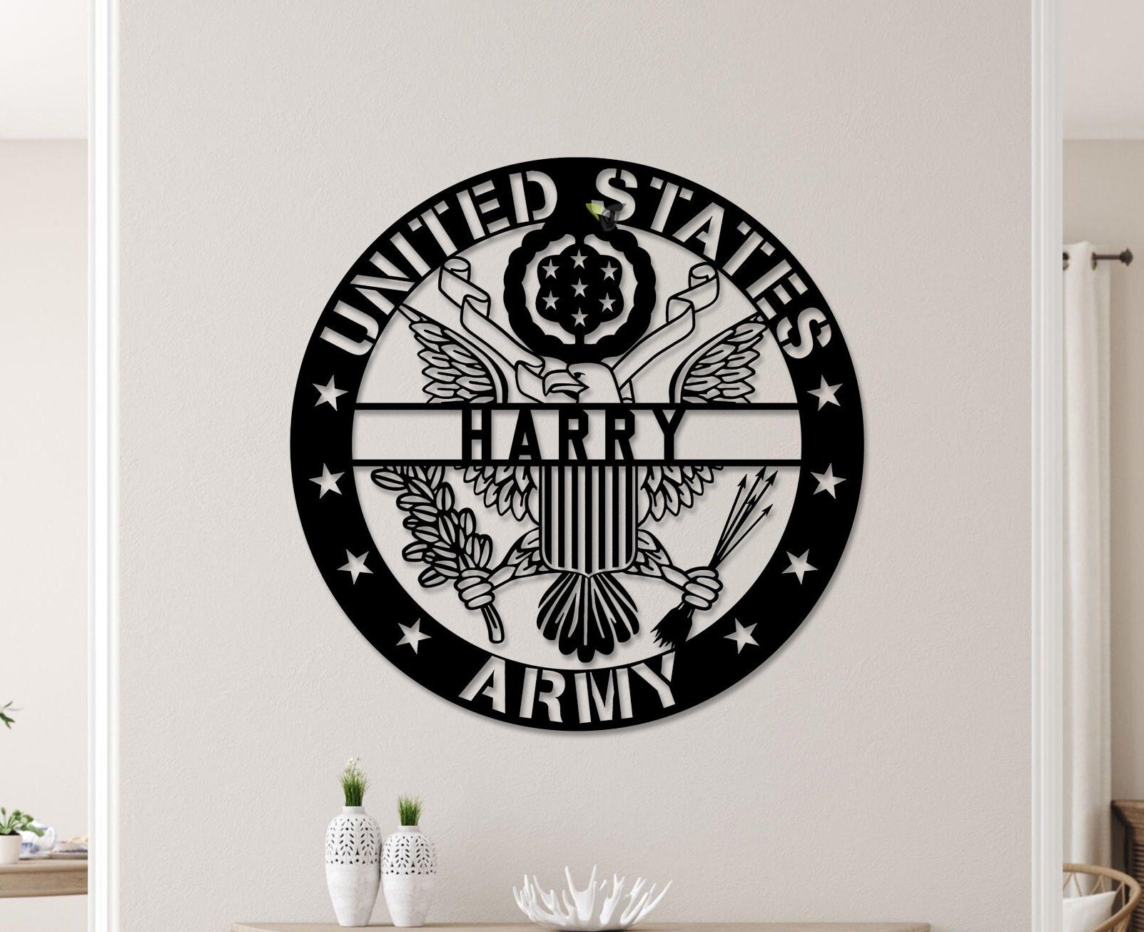 Spersonalizowana nazwa US Army Veteran Metal Sign, niestandardowa wojskowa sztuka metalowa, dekoracja ścienna, prezent na Dzień Weteranów dla dumnych żołnierzy, weteran, wojsko