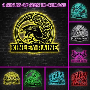 Custom Tattoo Studio Sign LED Light, Personalized Tattoo Artist, Studio Decor, Unique Gift for Tattoo Artist,Tattoo Wall Hanging,Salon Decor