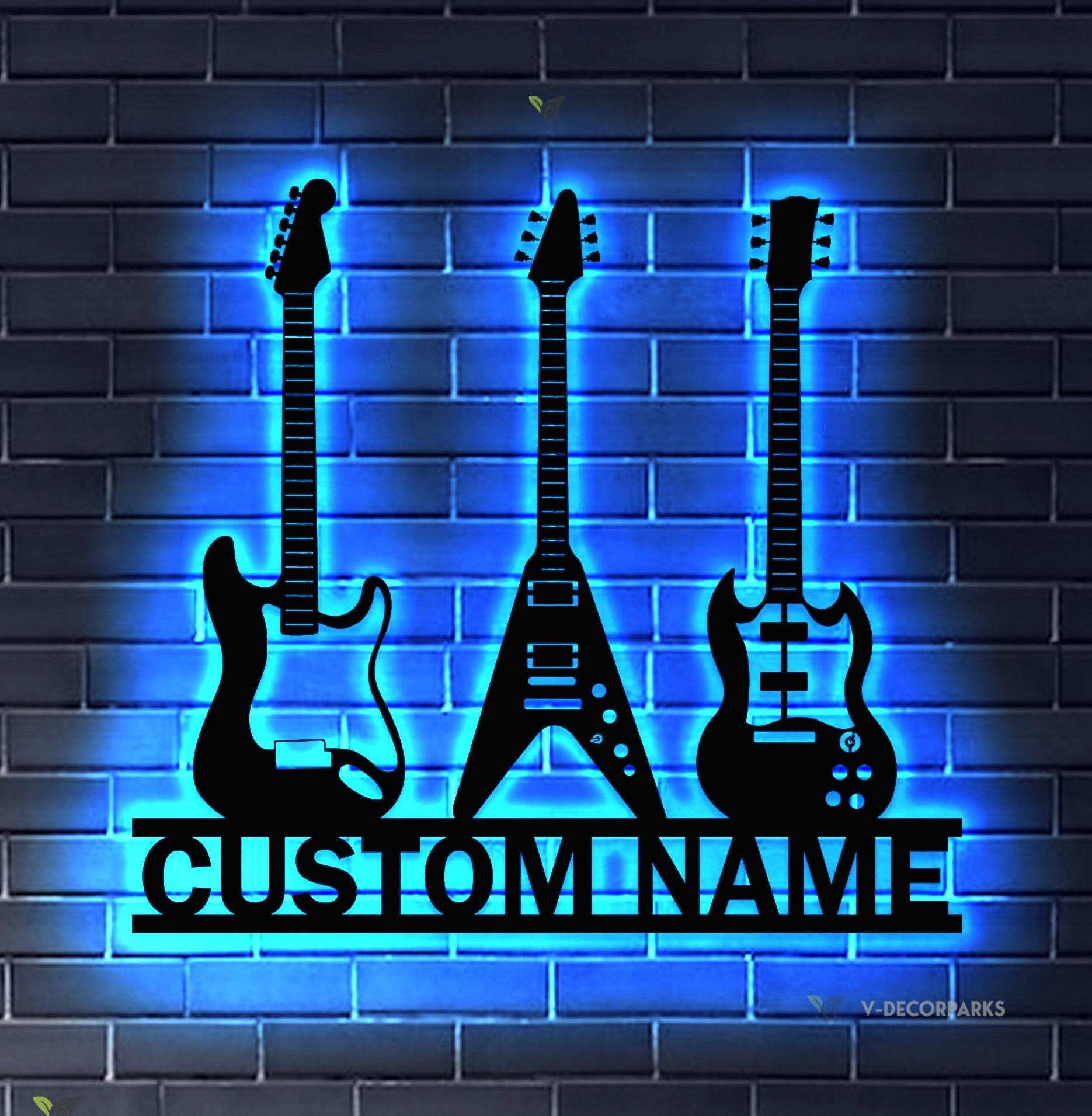 Custom Guitar Player Metal Wall Art LED Light Personalized Guitarist Name Sign Home Decor Music Room Kids Nursery Decoration Birthday Xmas