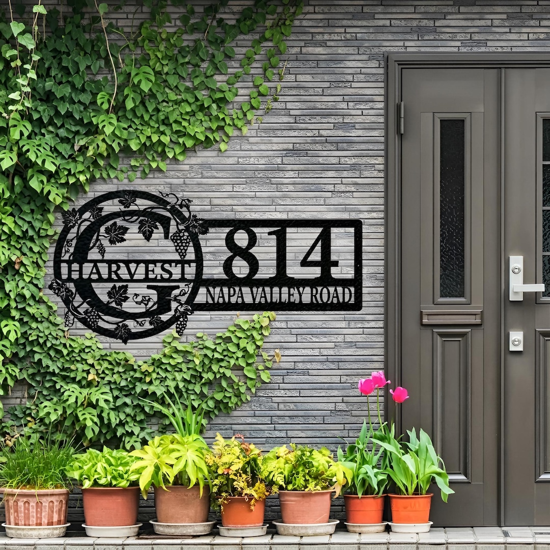 Custom Address Metal Sign, Personalized House Number Sign, Family Name ...