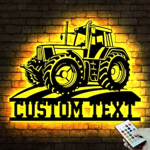 Custom Tractor Driver Metal Wall Art LED Light - Personalized Farm Tractor Name Sign Home Decor - Ideal for Home Decor & Gift