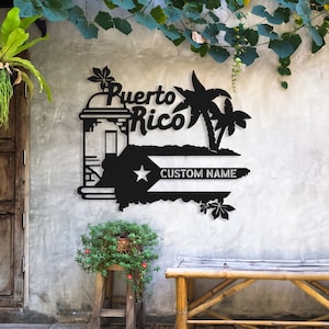 Personalized Puerto Rico Flag Metal Wall Art LED Light Custom Puerto Rico Lover Name Sign Decor Born in Puerto Rico Decoration Puerto Rico