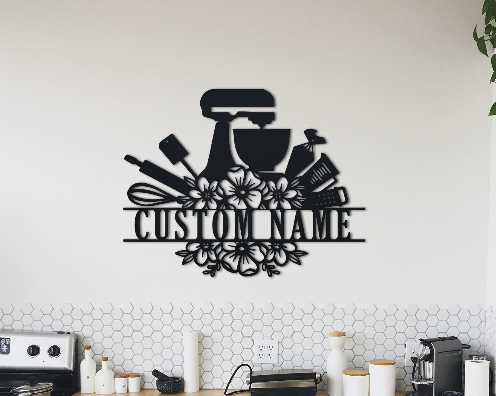Custom Baking Metal Wall Art, Personalized Baker Name Sign Decoration Hanging for Home, Baker Sign, Baker Gift, Kitchen Decor Gift, Baking
