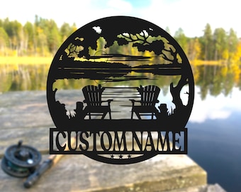 Personalized Lake House Metal Sign, Forest Lake Sign,Lake House Decor,Custom Lake House Name Sign,Camping sign,Front Porch Decor, Cabin Sign