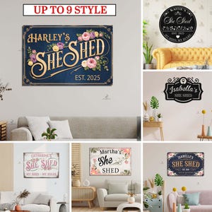 Cartello She Shed personalizzato, decorazione murale rustica personalizzata per donne, regalo floreale unico per lei, regalo per mamma e nonna, decorazione She Shed