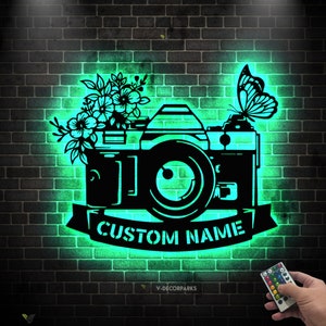 Personalized Photographer Metal Sign,Custom Camera Sign,Photo Studio Decor,Photographer Gift,Camera Metal Home Decor,Vintage Camera Wall Art