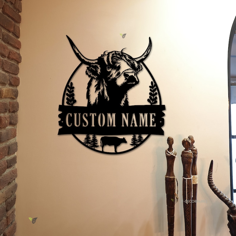 Custom Highland Cow Metal Sign,highland Cow Metal Wall Art,personalized ...