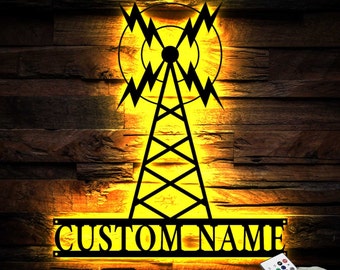 Personalized Ham Radio Metal Wall Art LED Light - Custom Amateur Radio ...