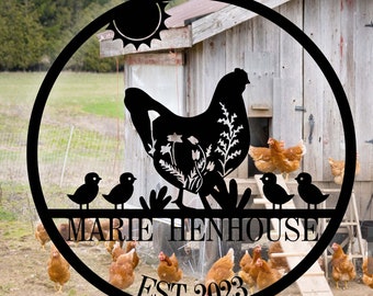 Custom Chicken Farm Metal Sign, Farm Coop Sign, Personalized Chicken Farm Sign, Family Name Metal Sign for Farm House, Hen House Coop Sign