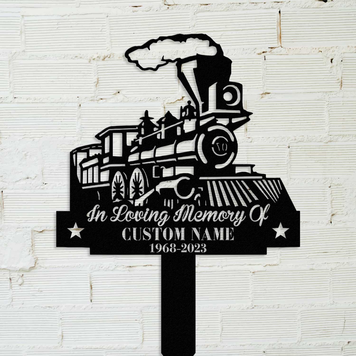 Personalized Train Memorial Stake, Metal Stake, Train Sign, Train Gift ...