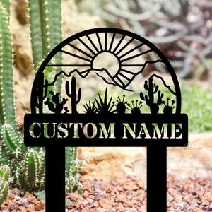 Personalized Cactus Yard Decor, Custom Cactus Silhouette Art, Cactus Metal Sign, Cactus Yard Decor, Western Decor Accent , Metal Cactus Art