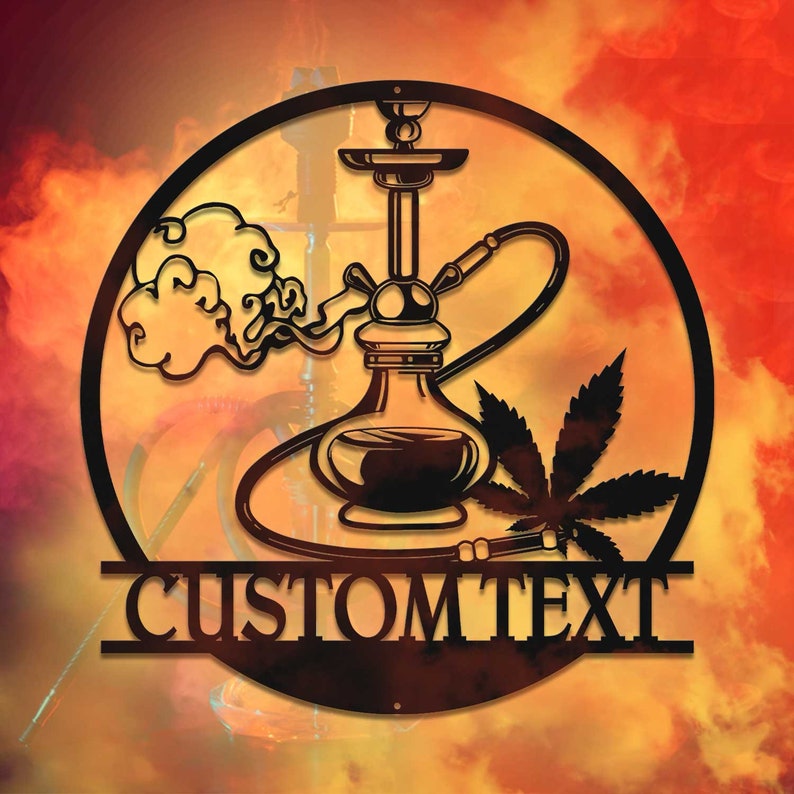 Custom Shisha Hookah Metal Wall Art LED Light, Shisha Sign